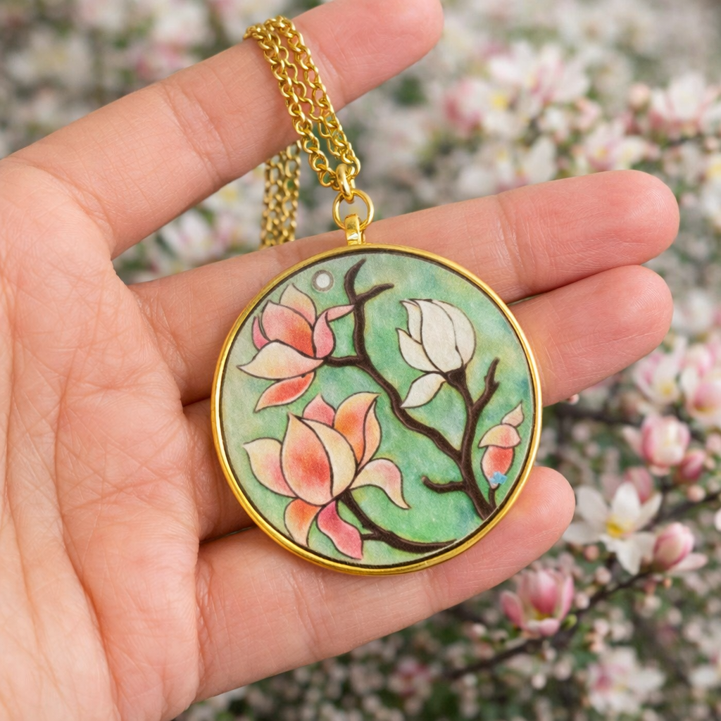 Crane in Bloom Pendant - Quirky Jewellery