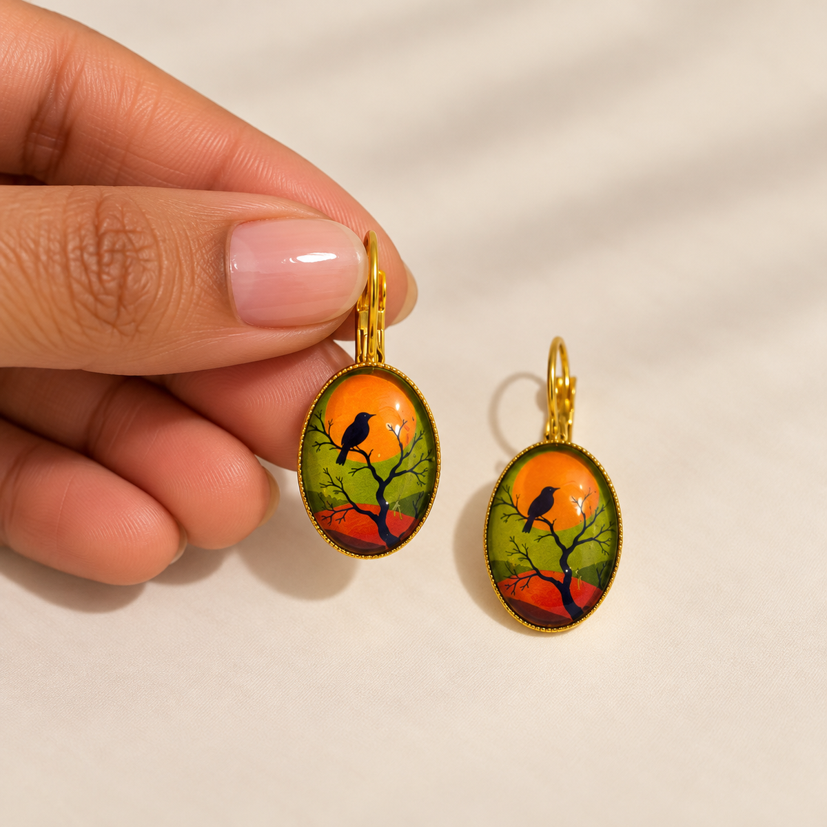 Sunset Bird Earrings