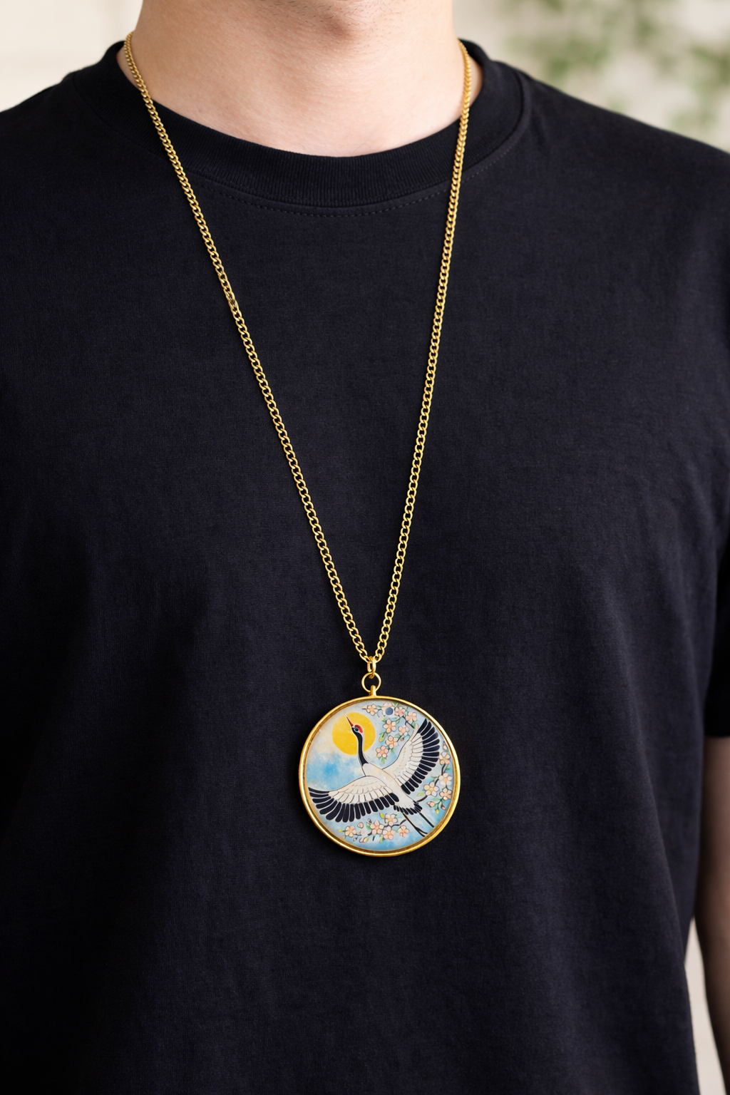 Crane in Bloom Pendant - Quirky Jewellery