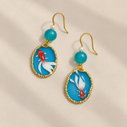 Koi Fish Turquoise Dangle Earrings