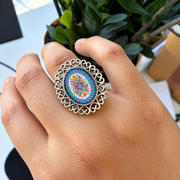 Vintage Floral Filigree Ring – Silver Finish - R002.