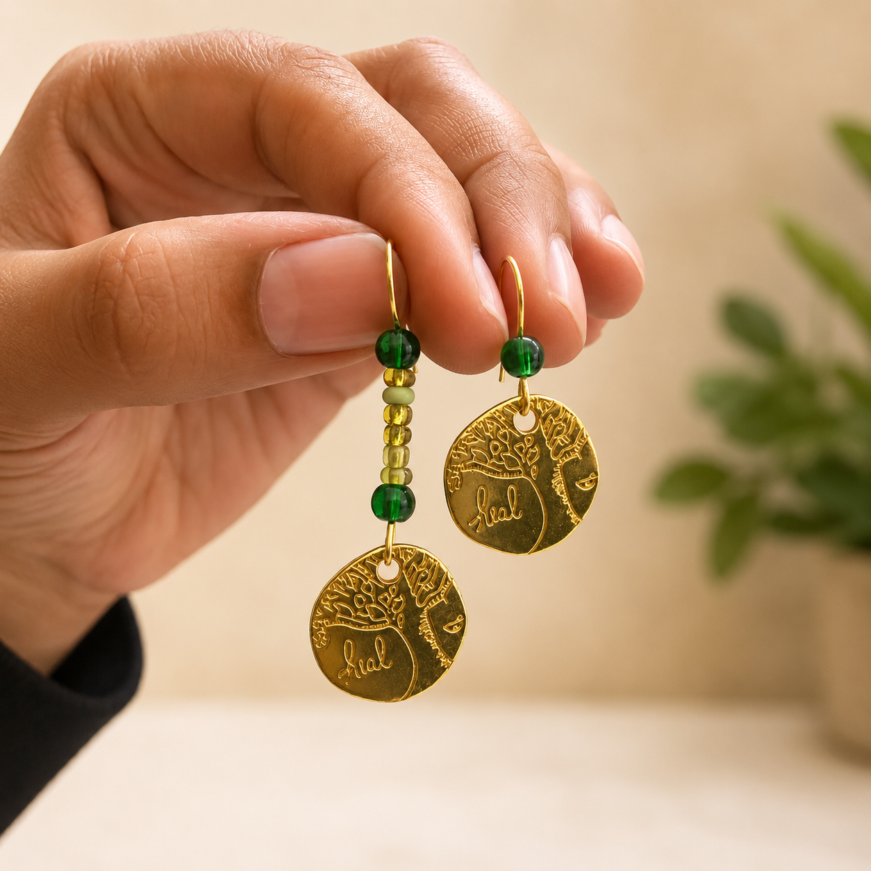 Mismatch Alloy Earrings with Glass Beads