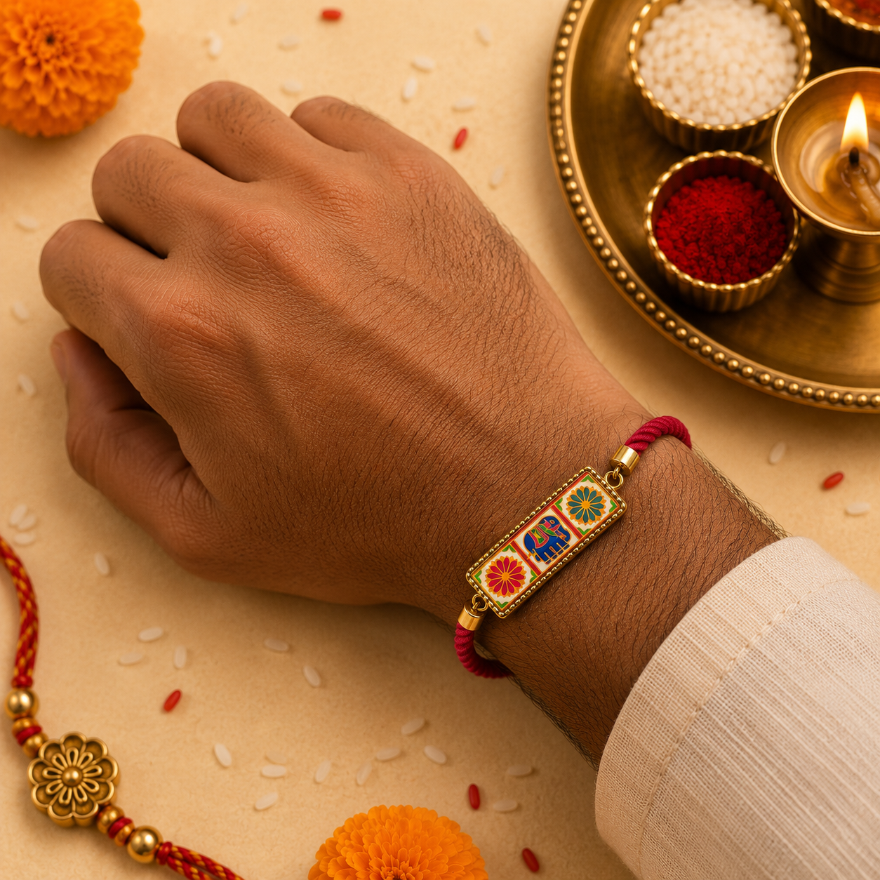 Rangrez Elephant Rakhi 🐘🌸✨🌿🌸for Raksha Bandhan (Copy).