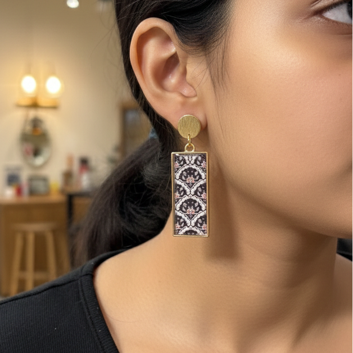 Noor Arch Rectangle Earrings - Quirky Jewellery
