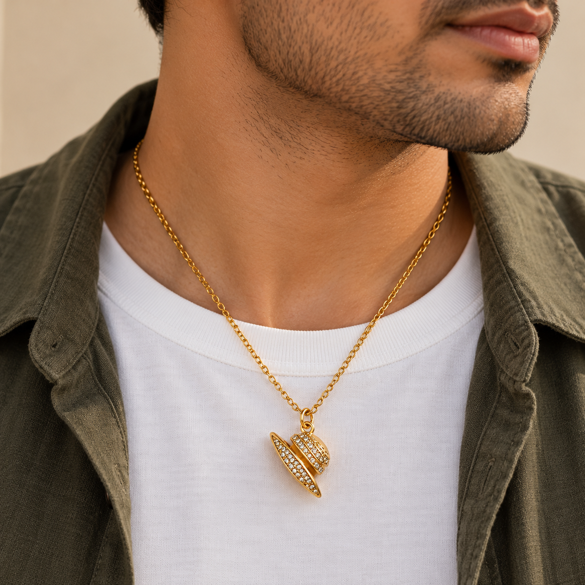 Zircon Sparkling Cap Pendant Necklace (Anti Tarnish).