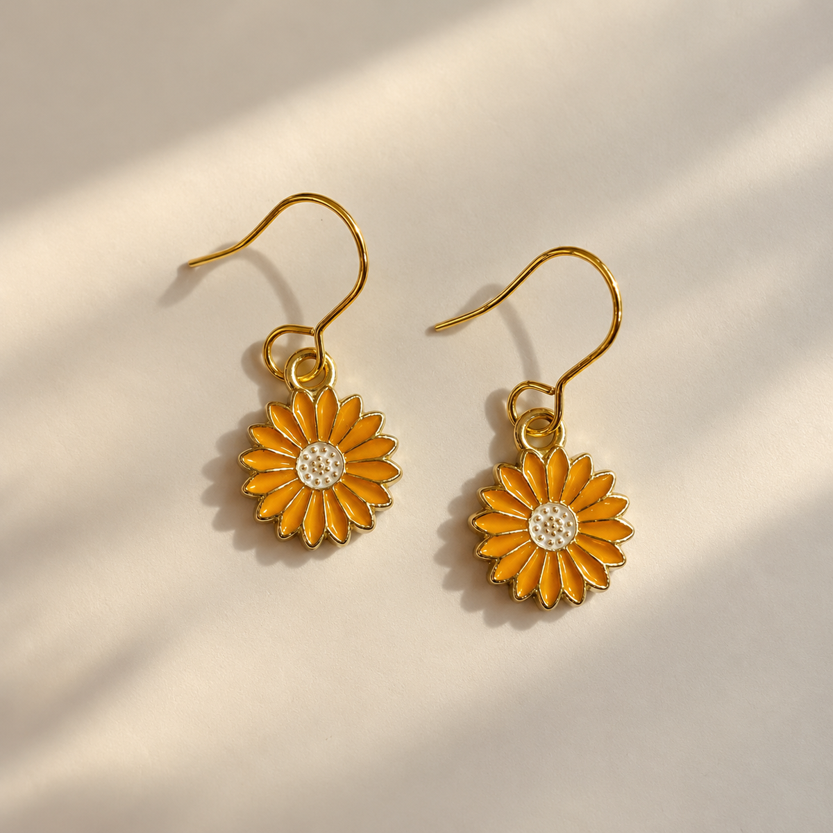 Dainty Sunflower Enamel Earrings