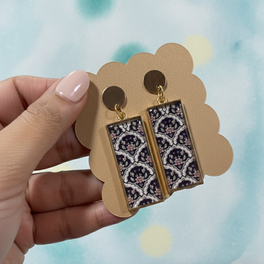 Noor Arch Rectangle Earrings - Quirky Jewellery