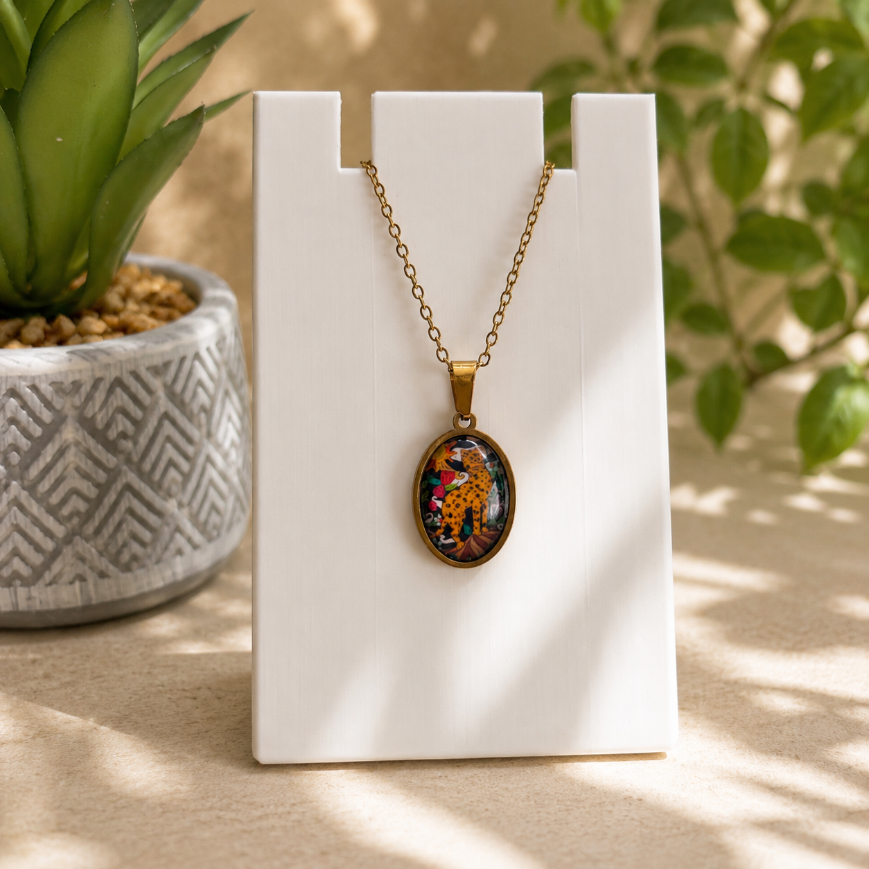 Wild Bloom Leopard Necklace Golden Chain - 45cms (Anti Tarnish) (Copy).