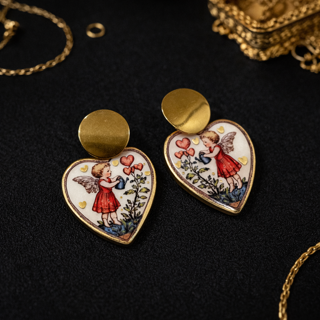 Angelic Heart Dangle Earrings (Valentine Collection) - Quirky Jewellery