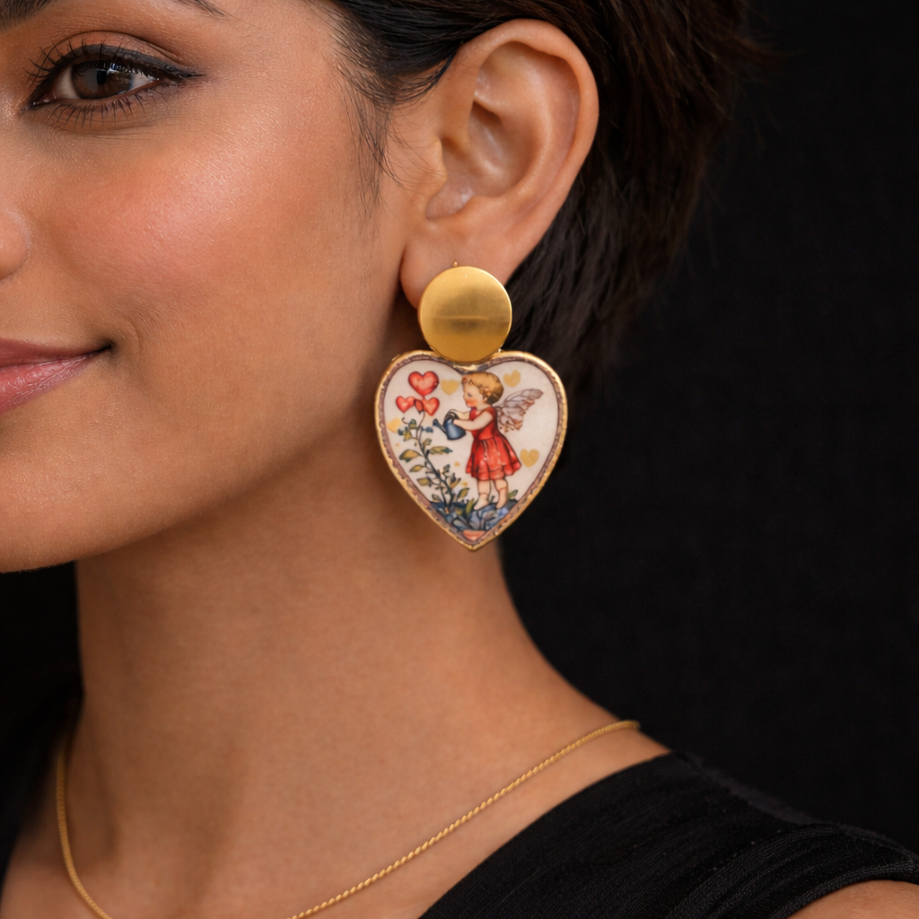 Angelic Heart Dangle Earrings (Valentine Collection) - Quirky Jewellery