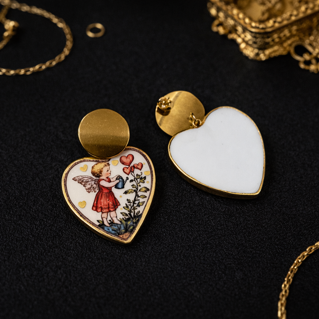Angelic Heart Dangle Earrings (Valentine Collection) - Quirky Jewellery