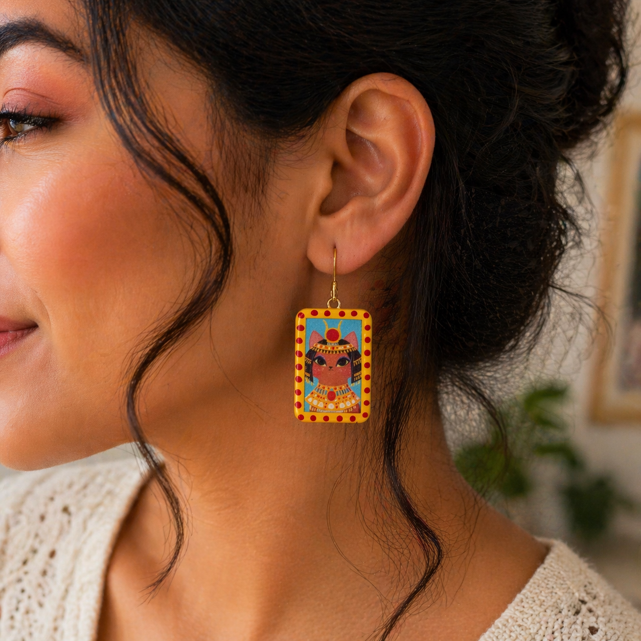 Egyptian Cat Art Earrings
