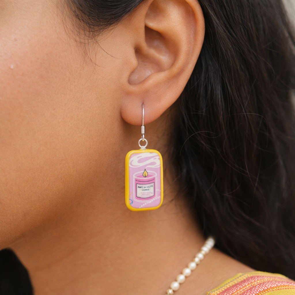 Calm & Cozy Anti Anxiety Candle Dangle Earrings - Quirky Jewellery