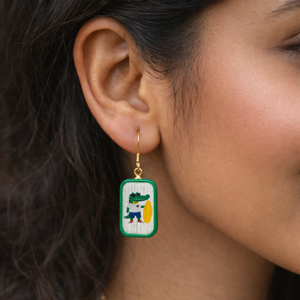 Crocodile Themed Dangle Quirky Earring - Quirky Jewellery