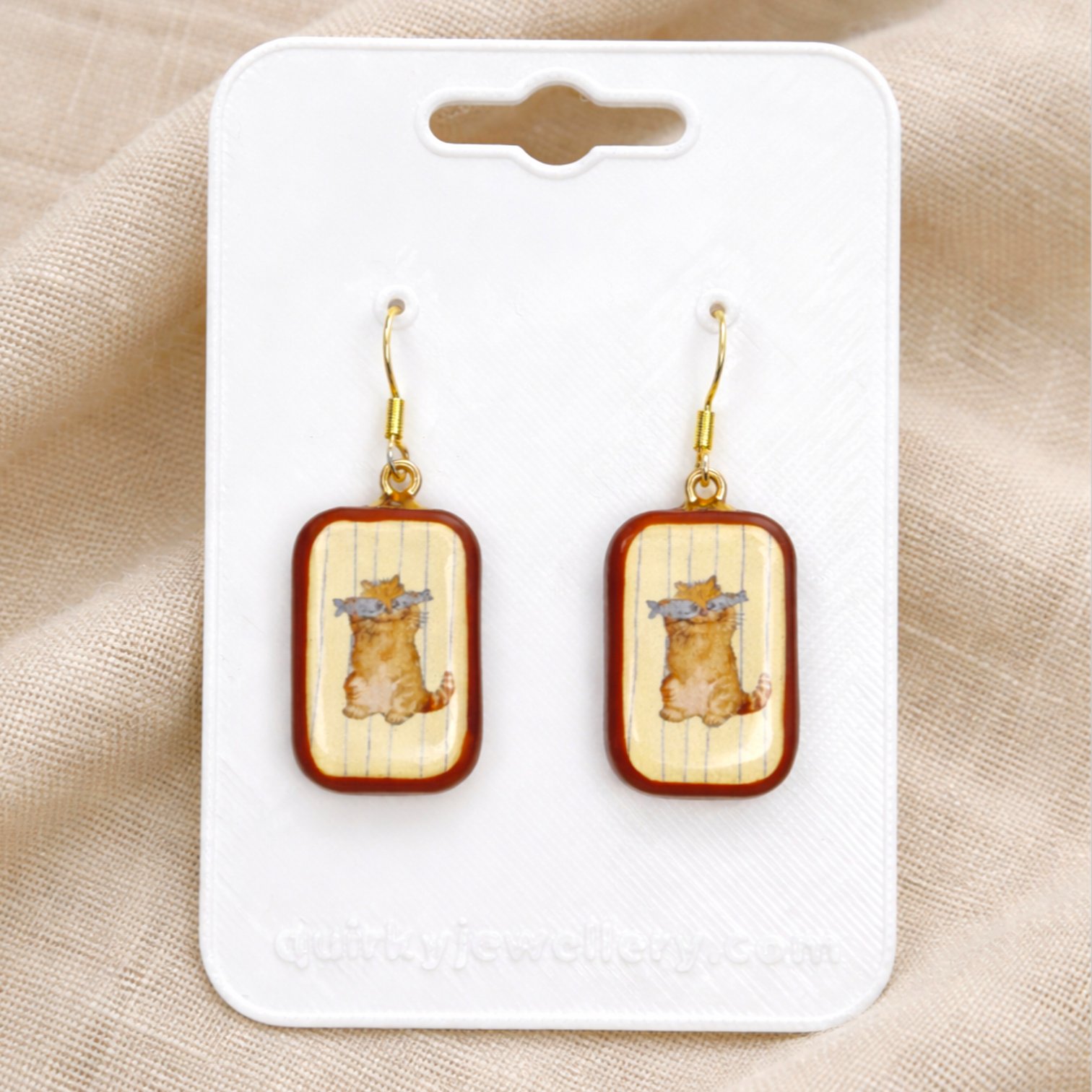 Cat & Fish Charm Dangle Earring - Quirky Jewellery