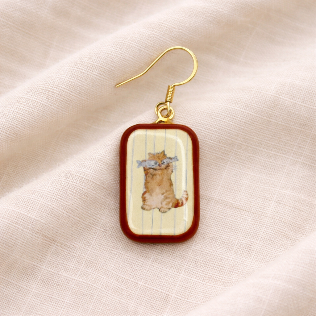 Cat & Fish Charm Dangle Earring - Quirky Jewellery