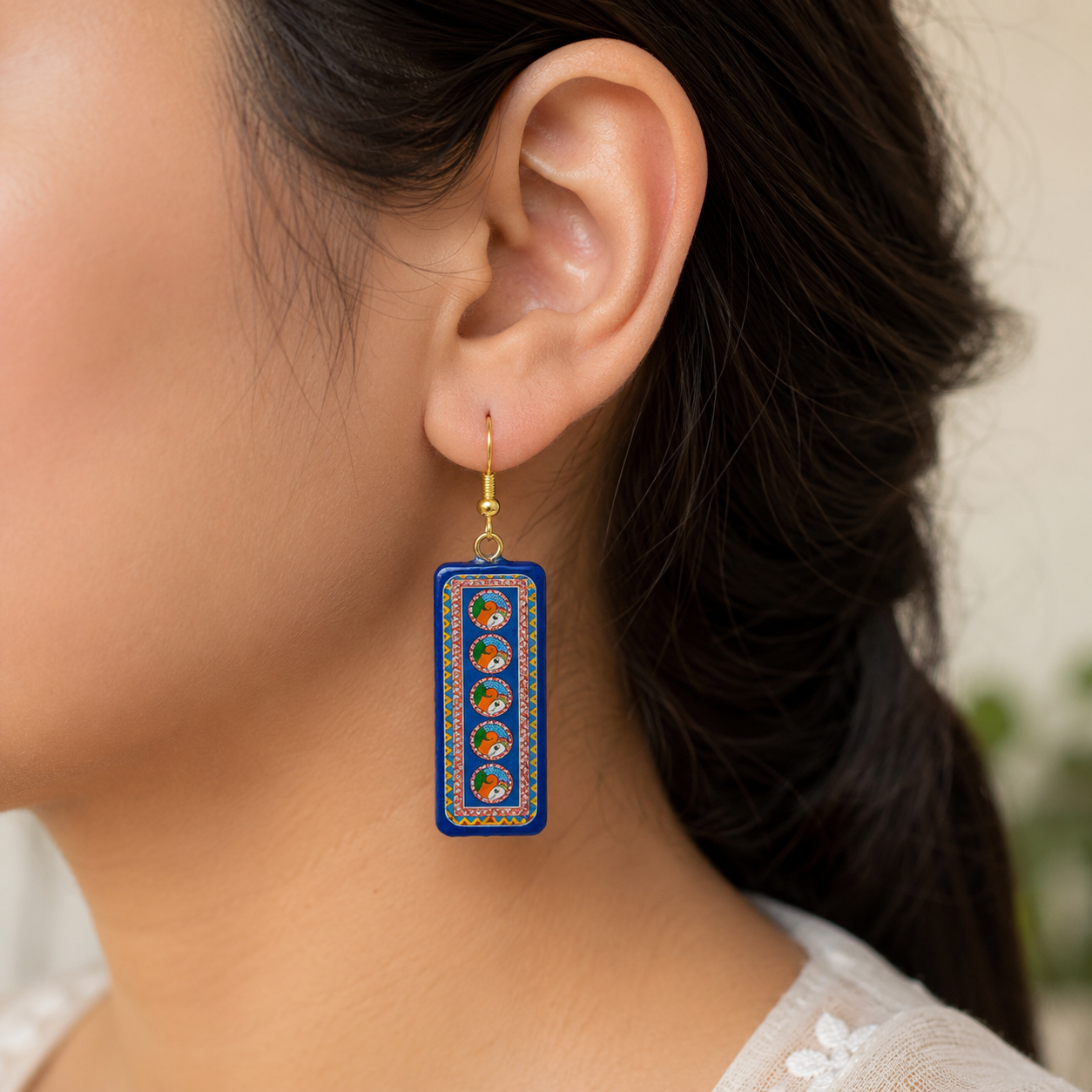 Madhubani Fish Trail Earrings 💙.