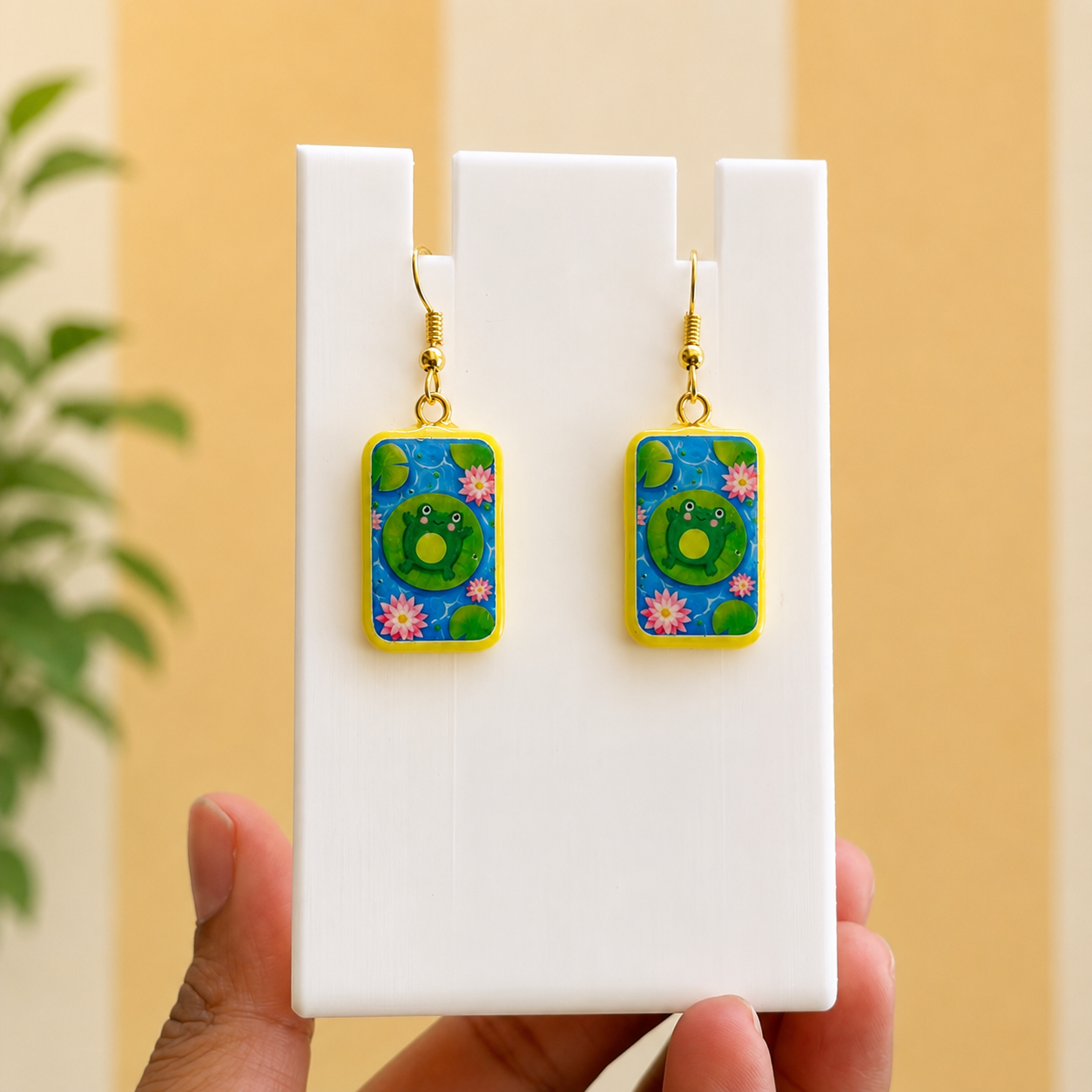 Froggy Lily Pond Earrings 🐸🪷💙