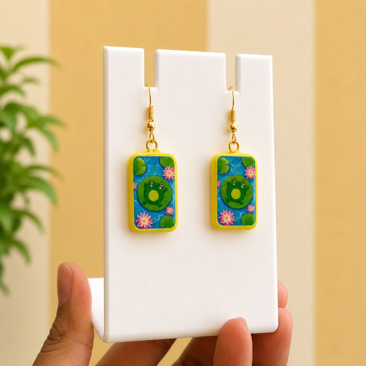 Froggy Lily Pond Earrings 🐸🪷💙