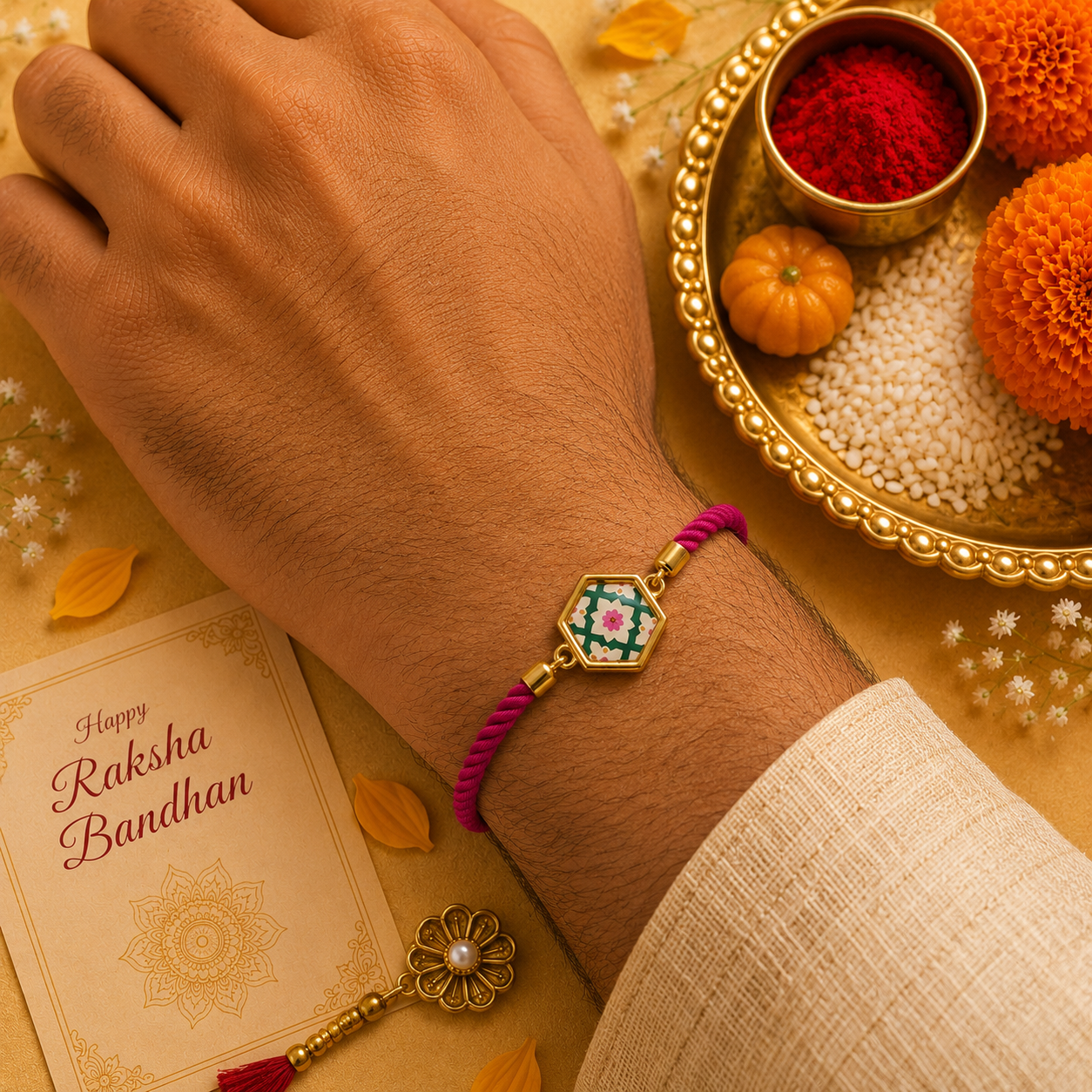 Rosette Bloom Rakhi 🌸 ⭐ for Raksha Bandhan.