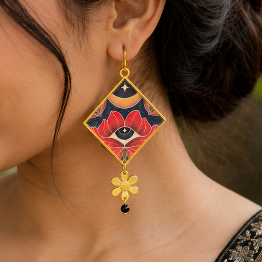 Mystic Lotus Eye Statement Earrings