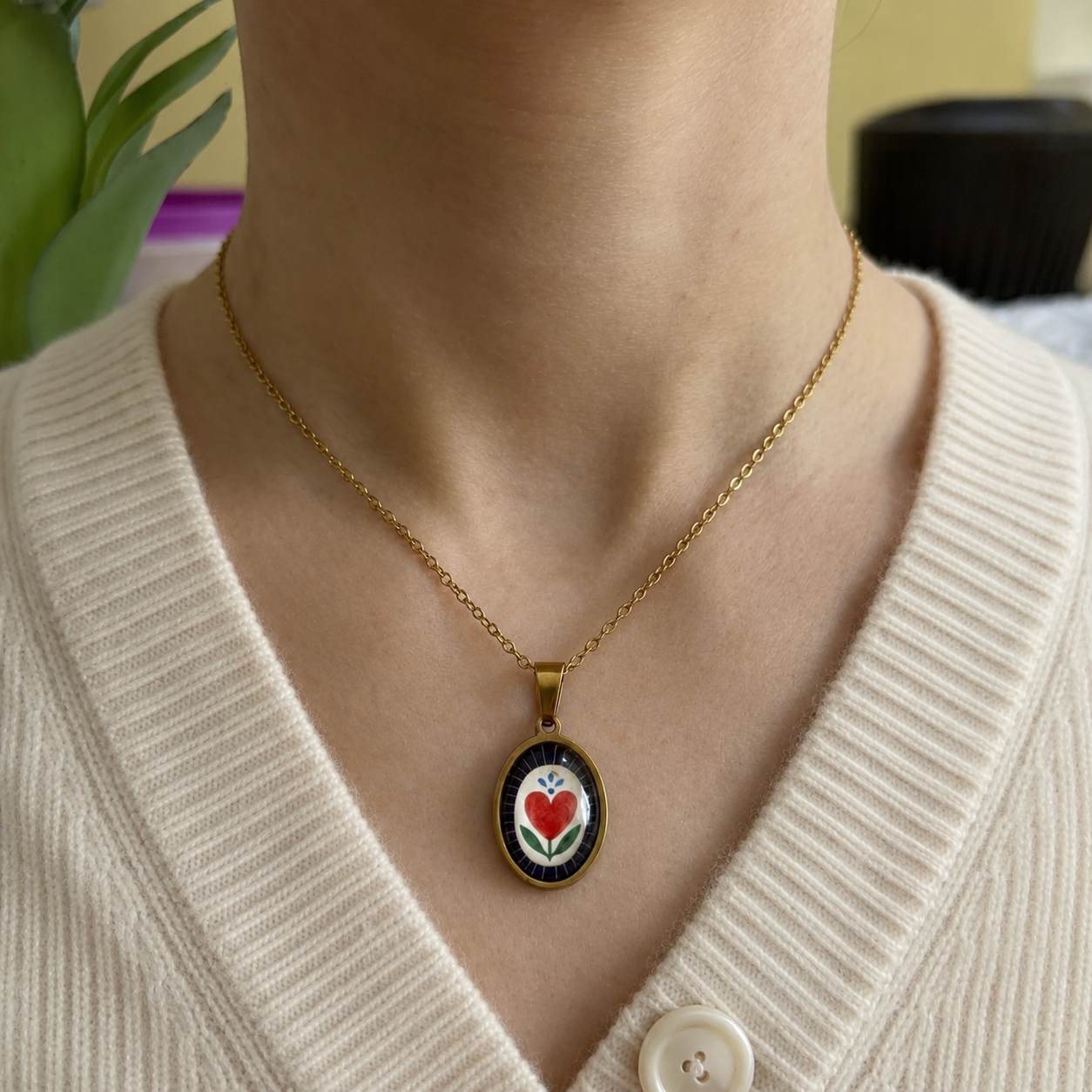 Heart Flower Boho Golden Chain - 45cms (Anti Tarnish)