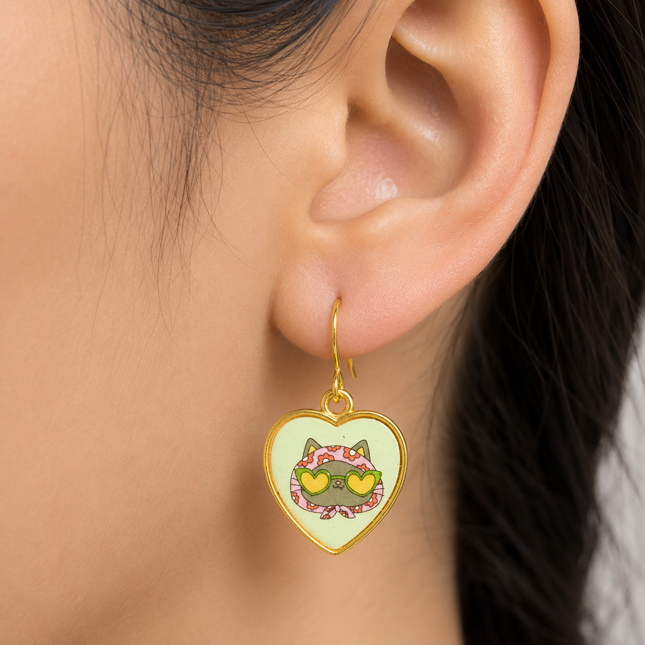 Cool Cat Heart Earrings