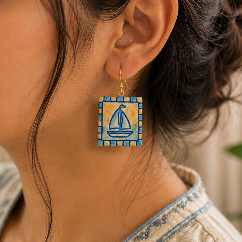 Clay Sailboat earrings