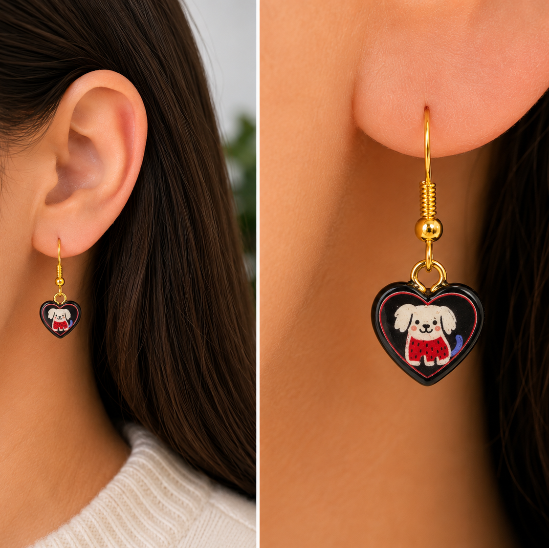 Puppy Love Heart Earrings.