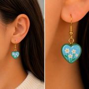 Tiny Daisy Heart Earrings