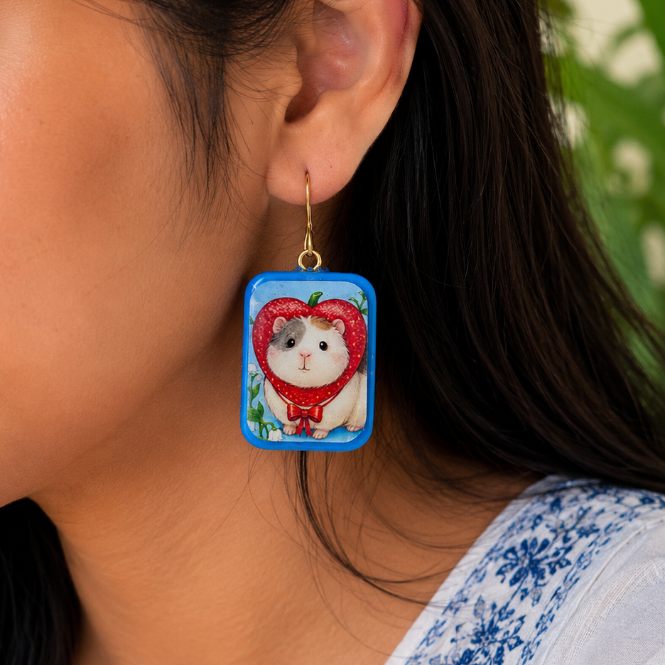 Berry Blossom Hamster Earrings.