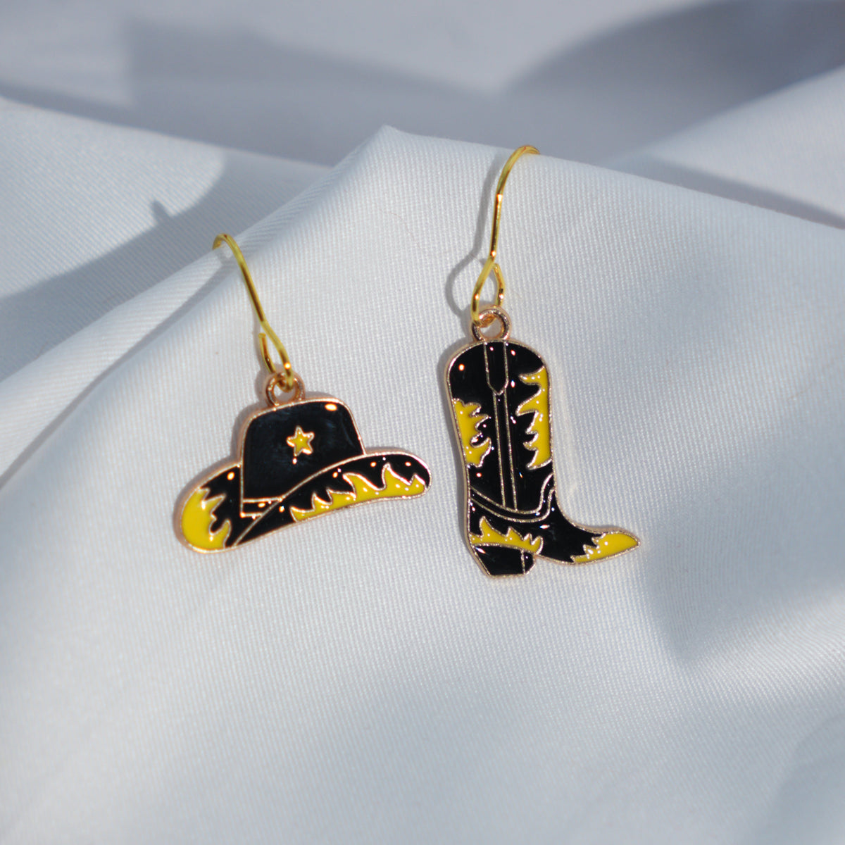 Cowboy Boot and Hat Mismatch Enamel Earrings