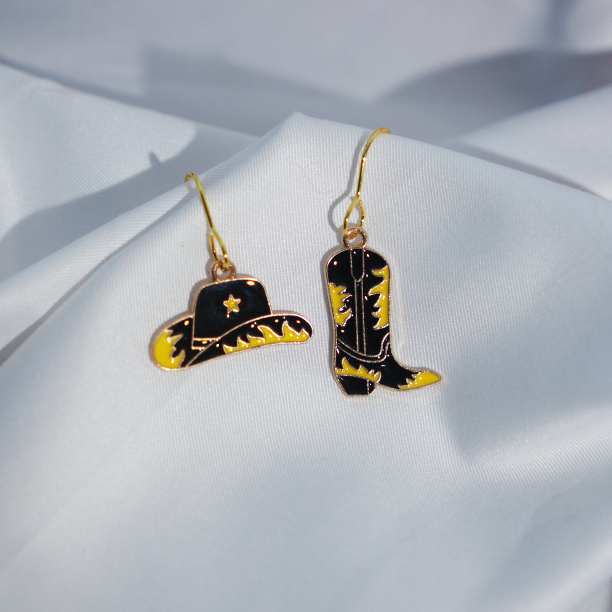 Cowboy Boot and Hat Mismatch Enamel Earrings