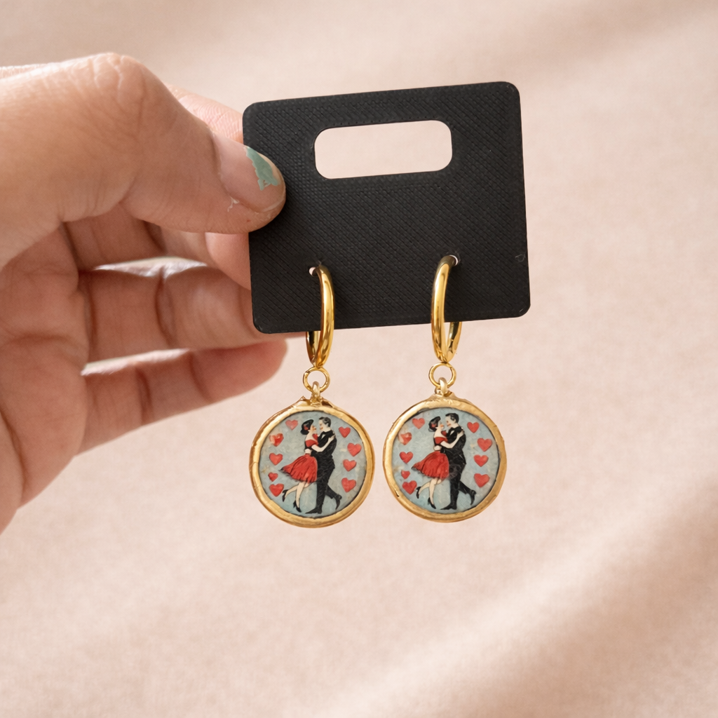 Dancing in Love Dangle Earring (Anti Tarnish Findings) - Quirky Jewellery