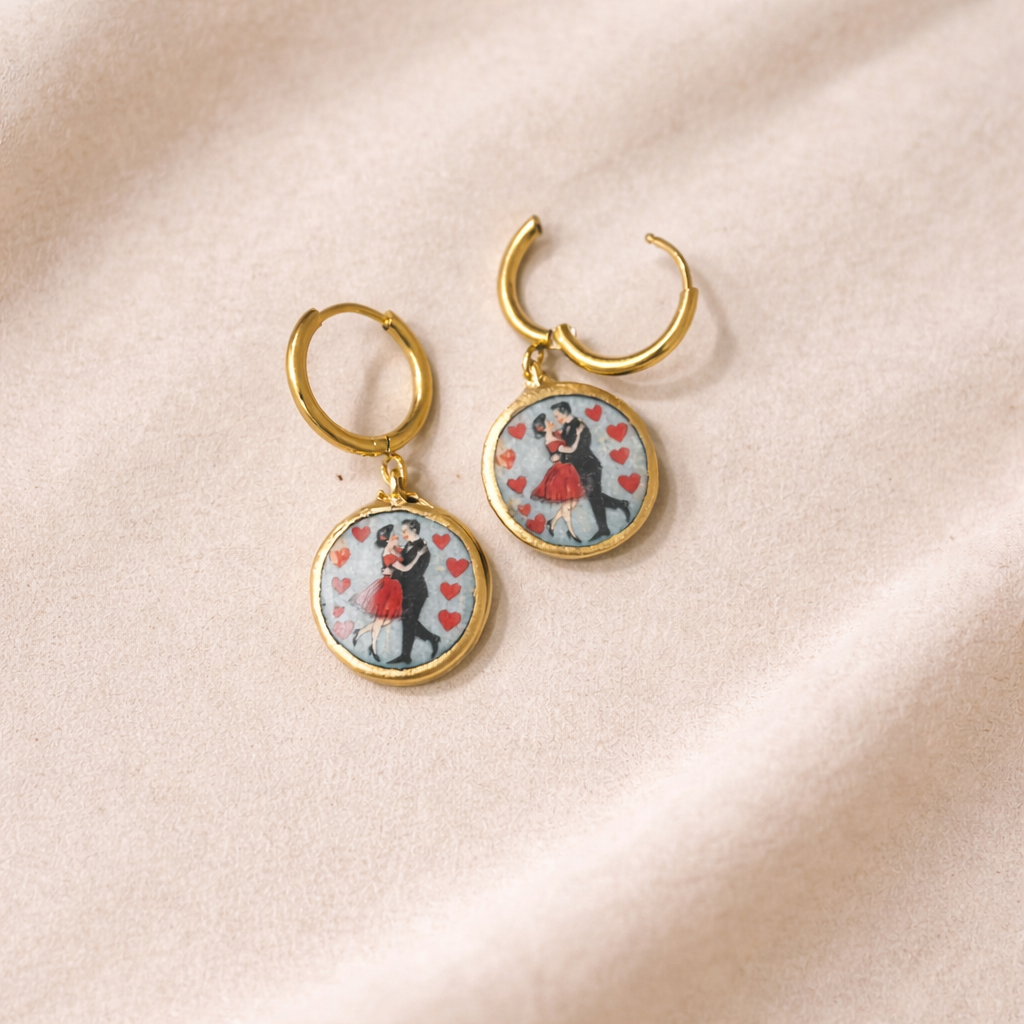Dancing in Love Dangle Earring (Anti Tarnish Findings) - Quirky Jewellery