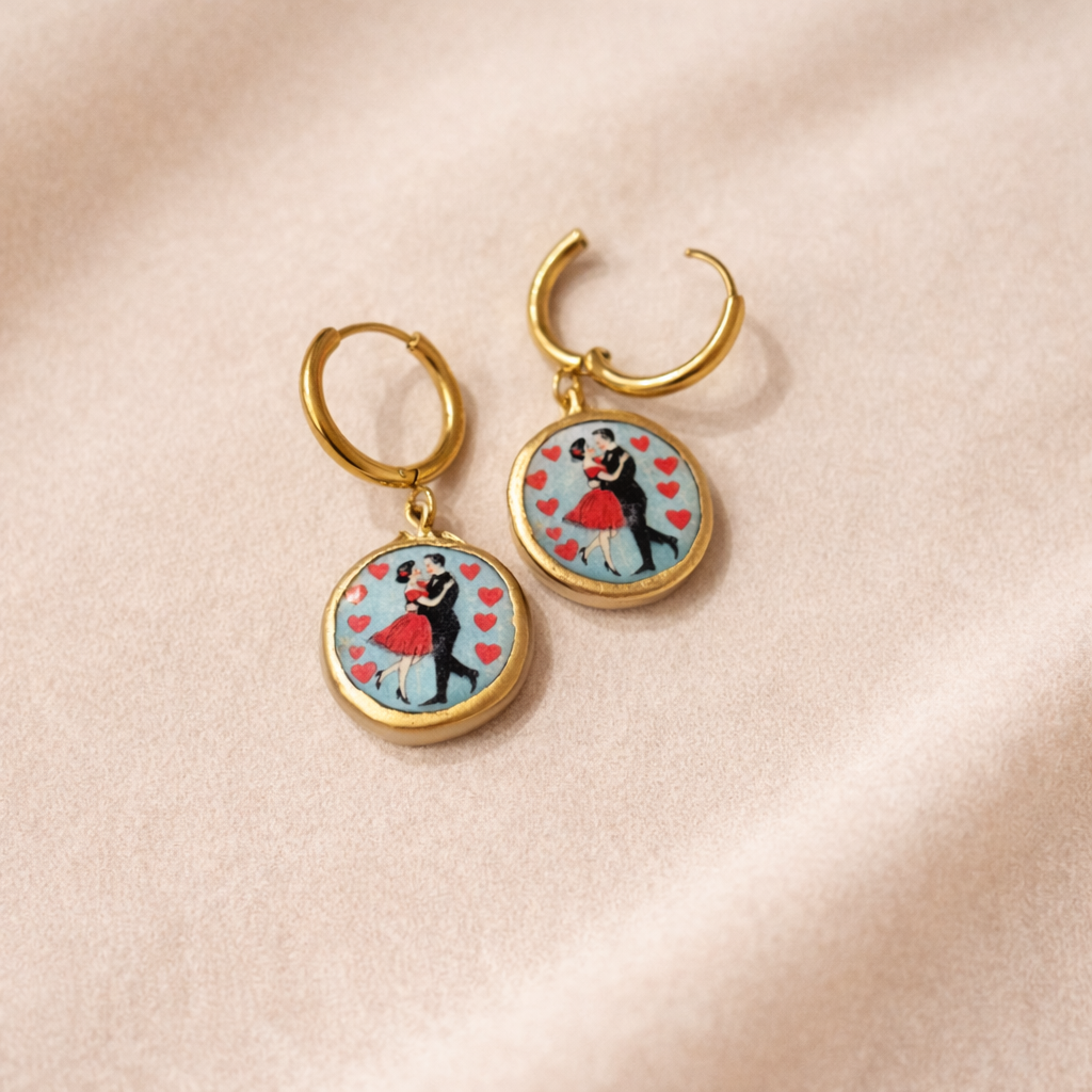 Dancing in Love Dangle Earring (Anti Tarnish Findings) - Quirky Jewellery