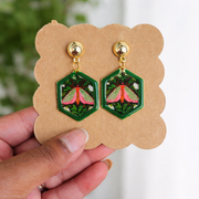 Olive Moth Bloom Drops Earrings - Quirky Jewellery