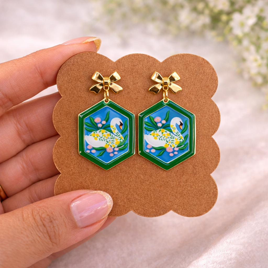 Enchanted Swan Drops Earrings - Quirky Jewellery