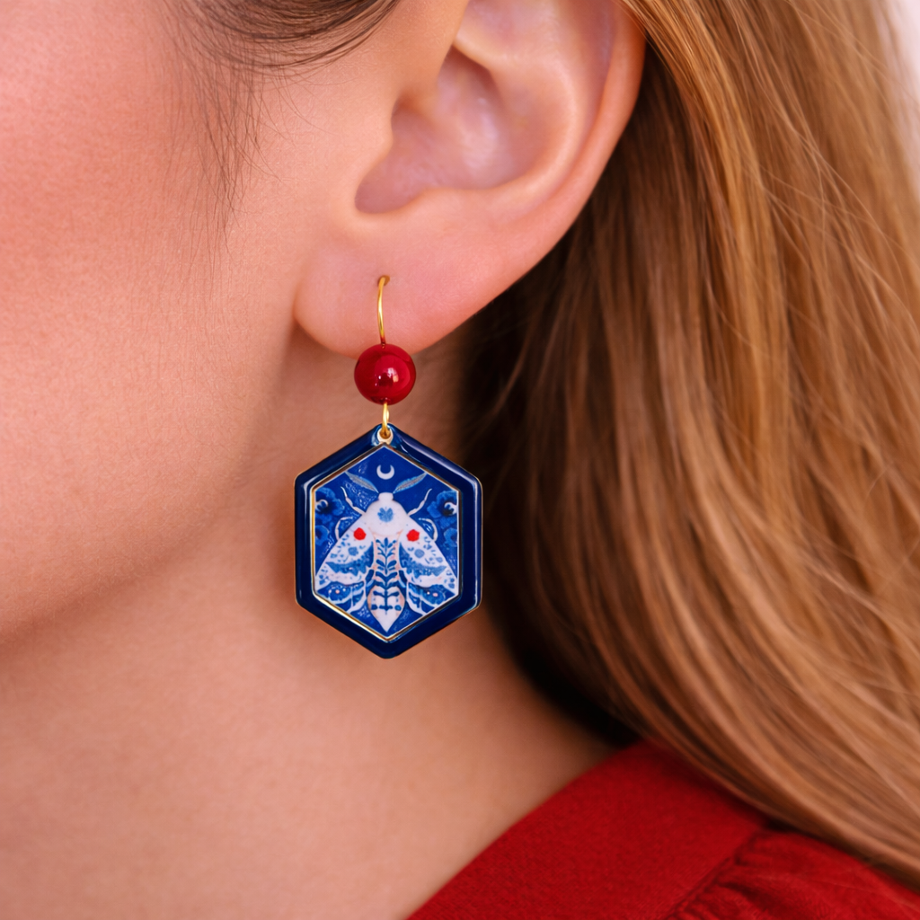 Midnight Luna Moth Drops Earrings - Quirky Jewellery