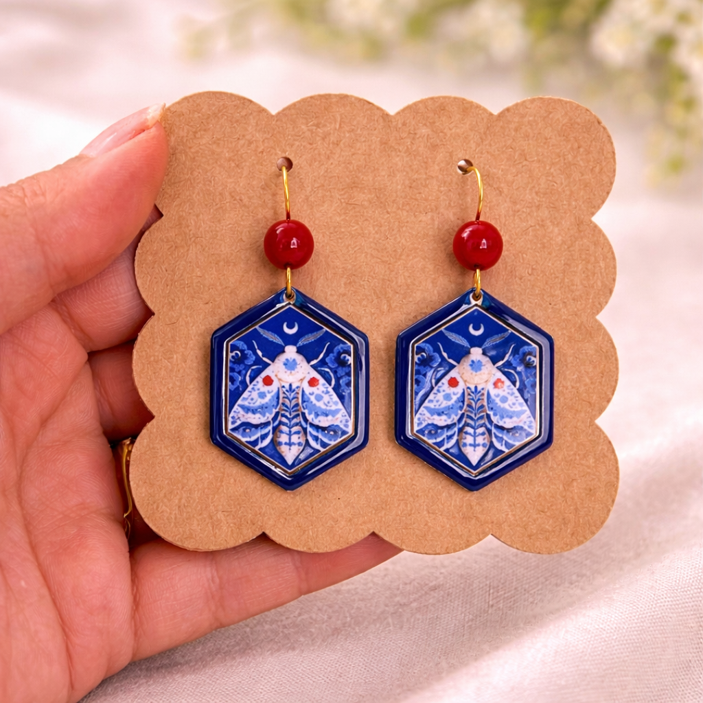 Midnight Luna Moth Drops Earrings - Quirky Jewellery