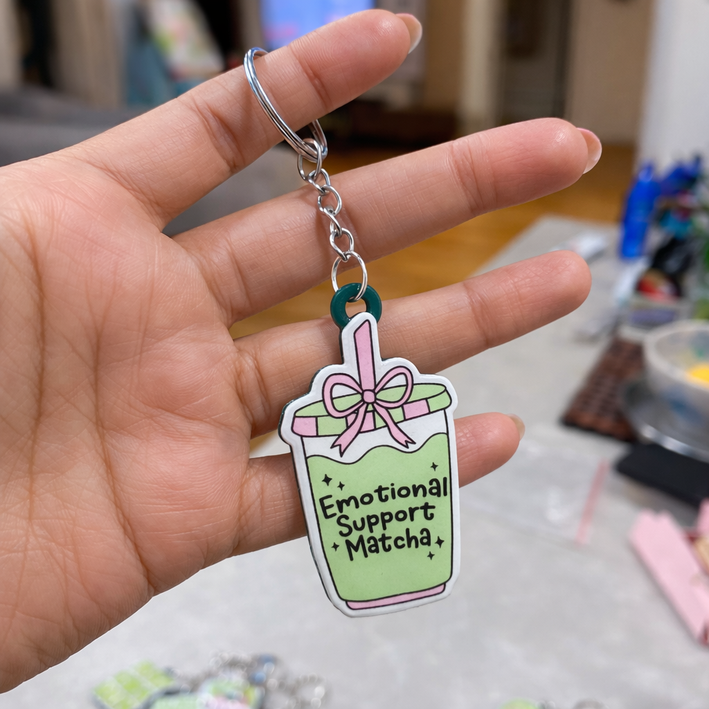 “Emotional Support Matcha” Resin Keychain - Quirky Jewellery