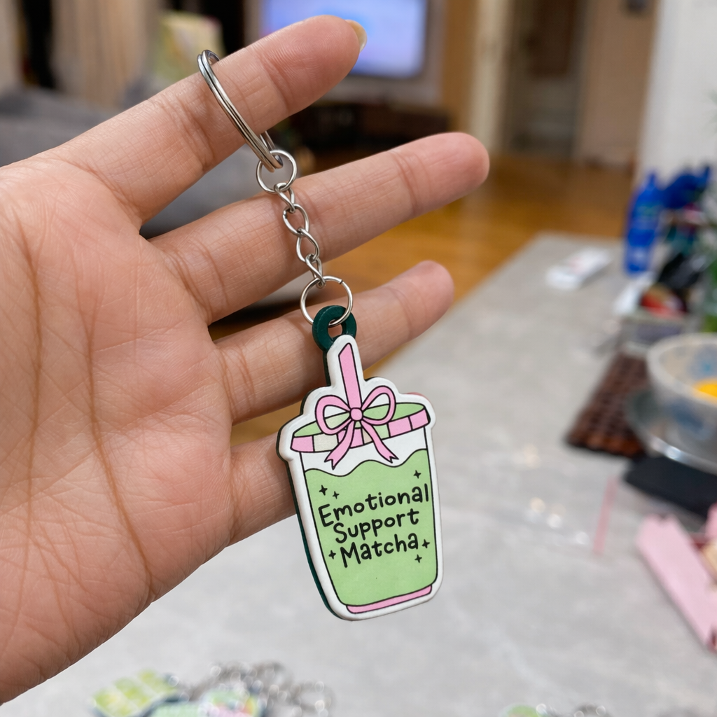 “Emotional Support Matcha” Resin Keychain - Quirky Jewellery