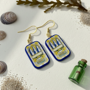 Blue Sardine Charm Dangle Earrings - Quirky Jewellery