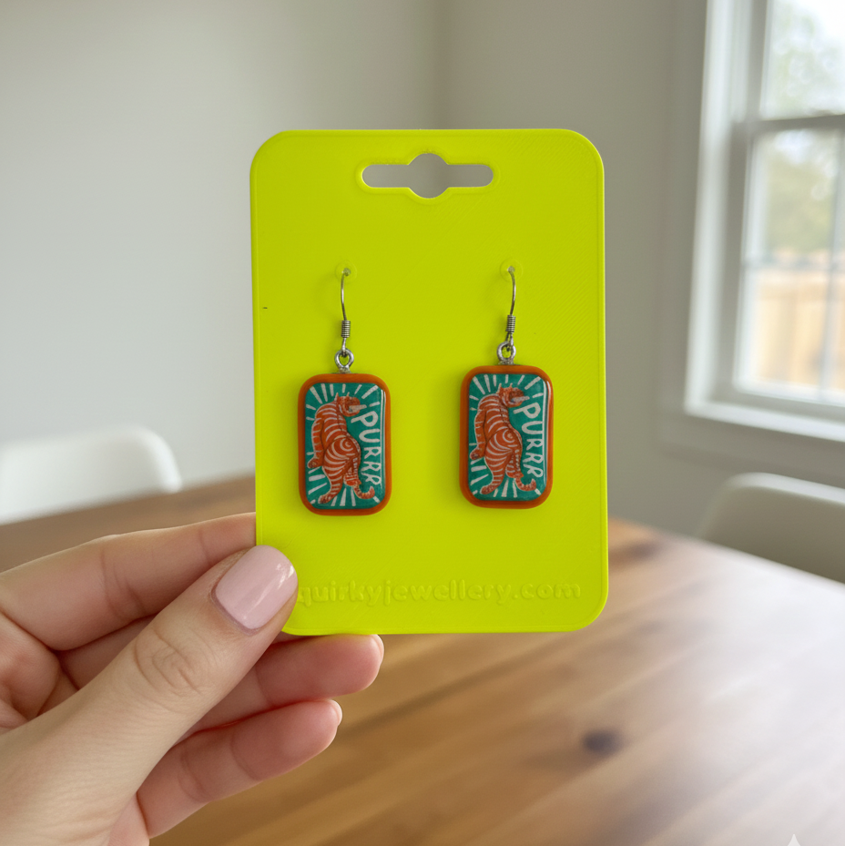 Purrr Tiger Dangle Earrings - Quirky Jewellery