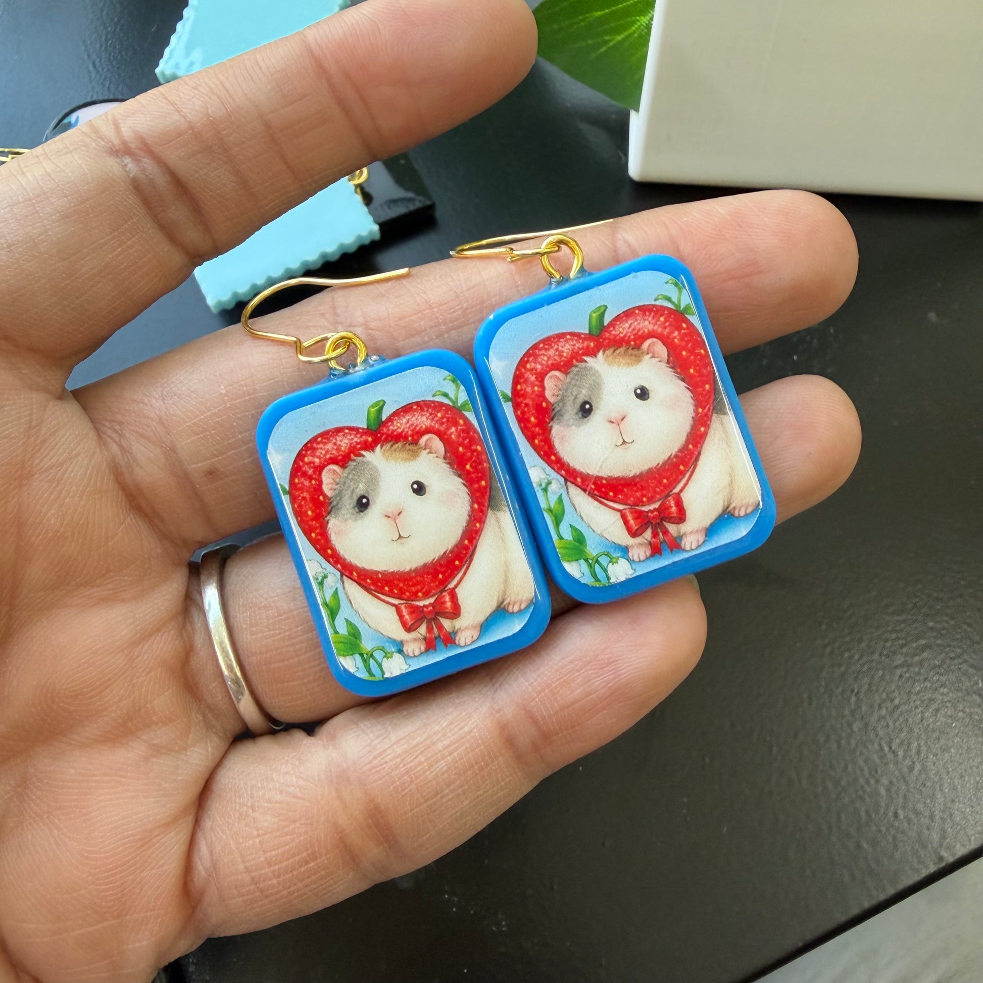 Berry Blossom Hamster Earrings.