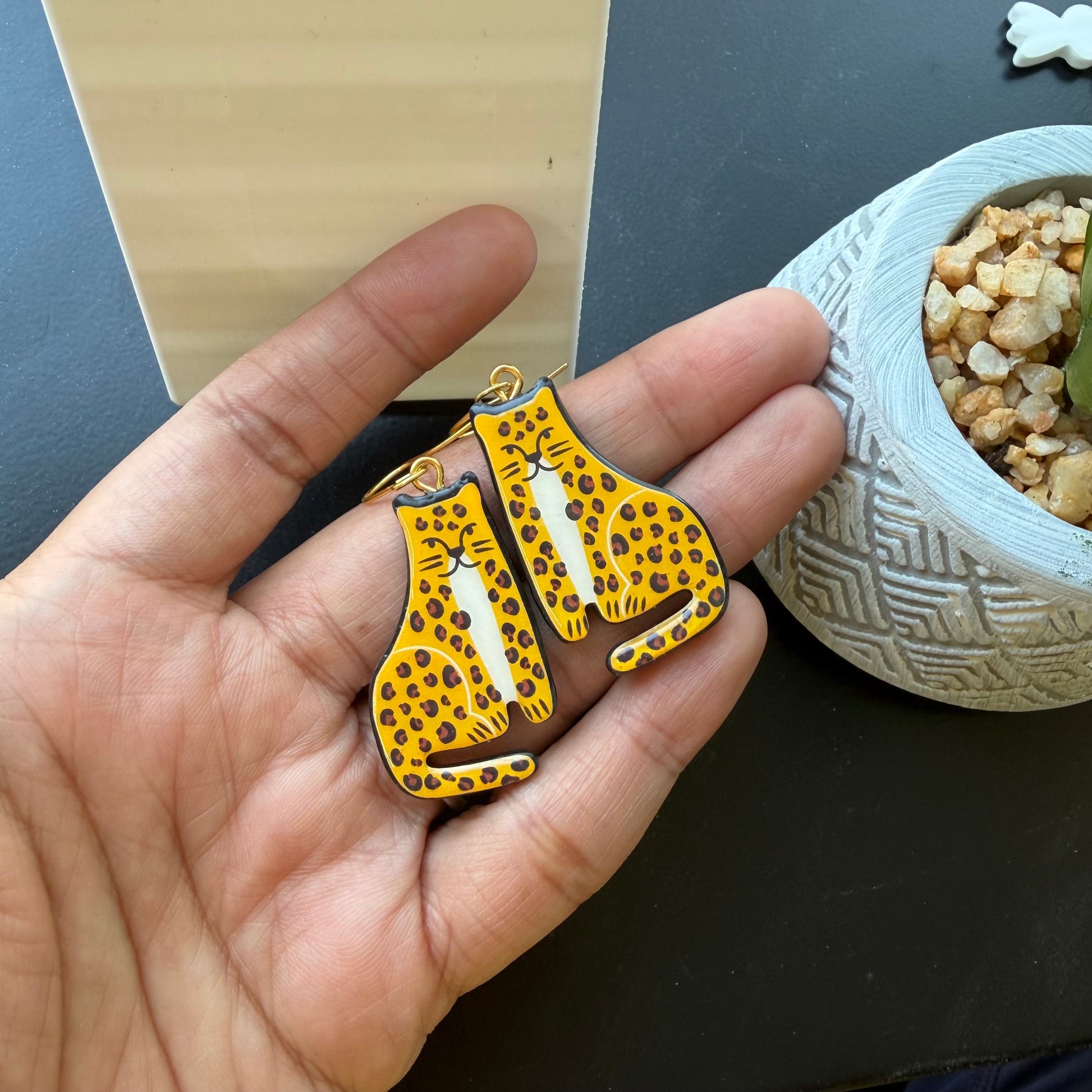 Cheetah Cat Earrings.