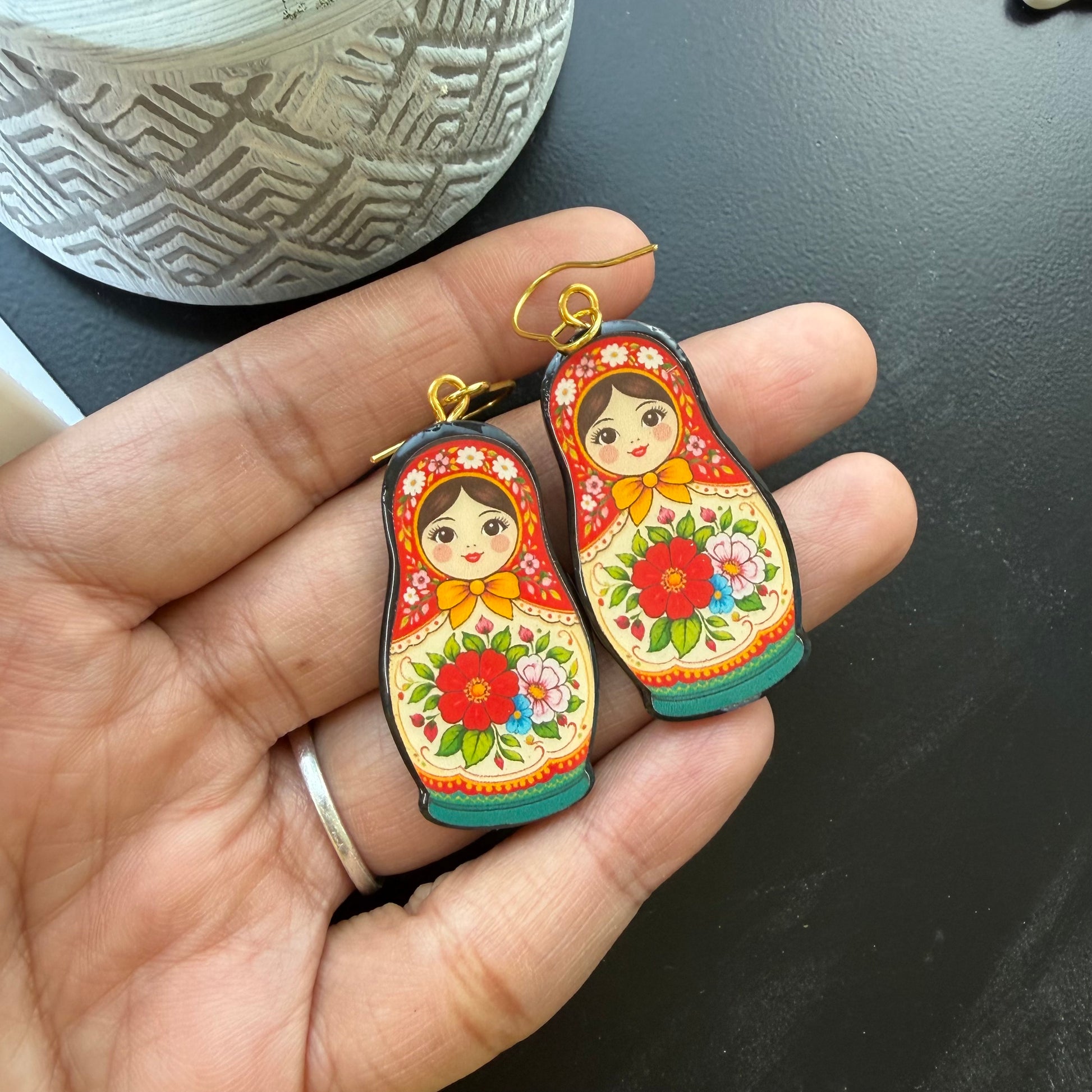 Colorful Matryoshka Doll Earrings.