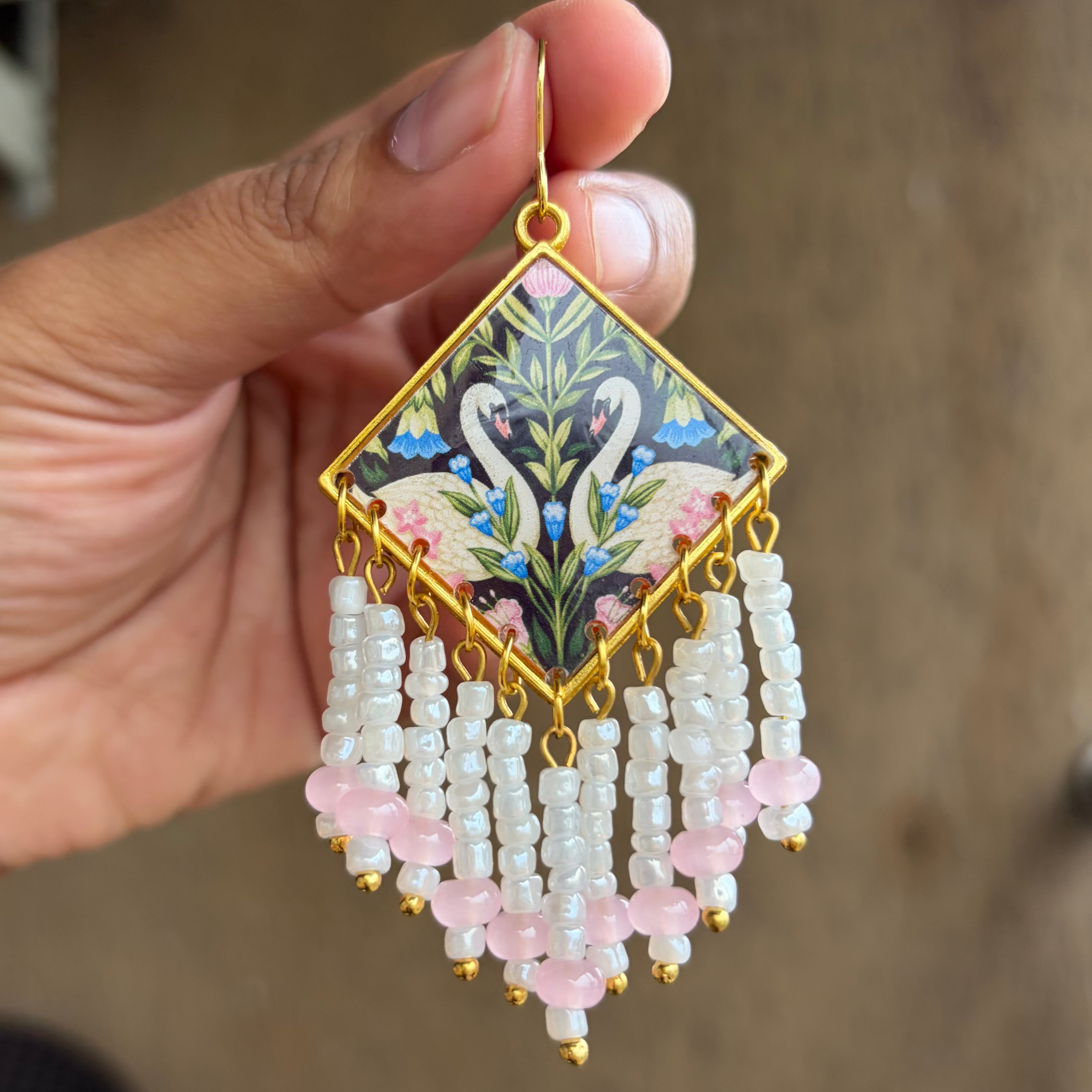 Swan Garden Fringe Earrings.