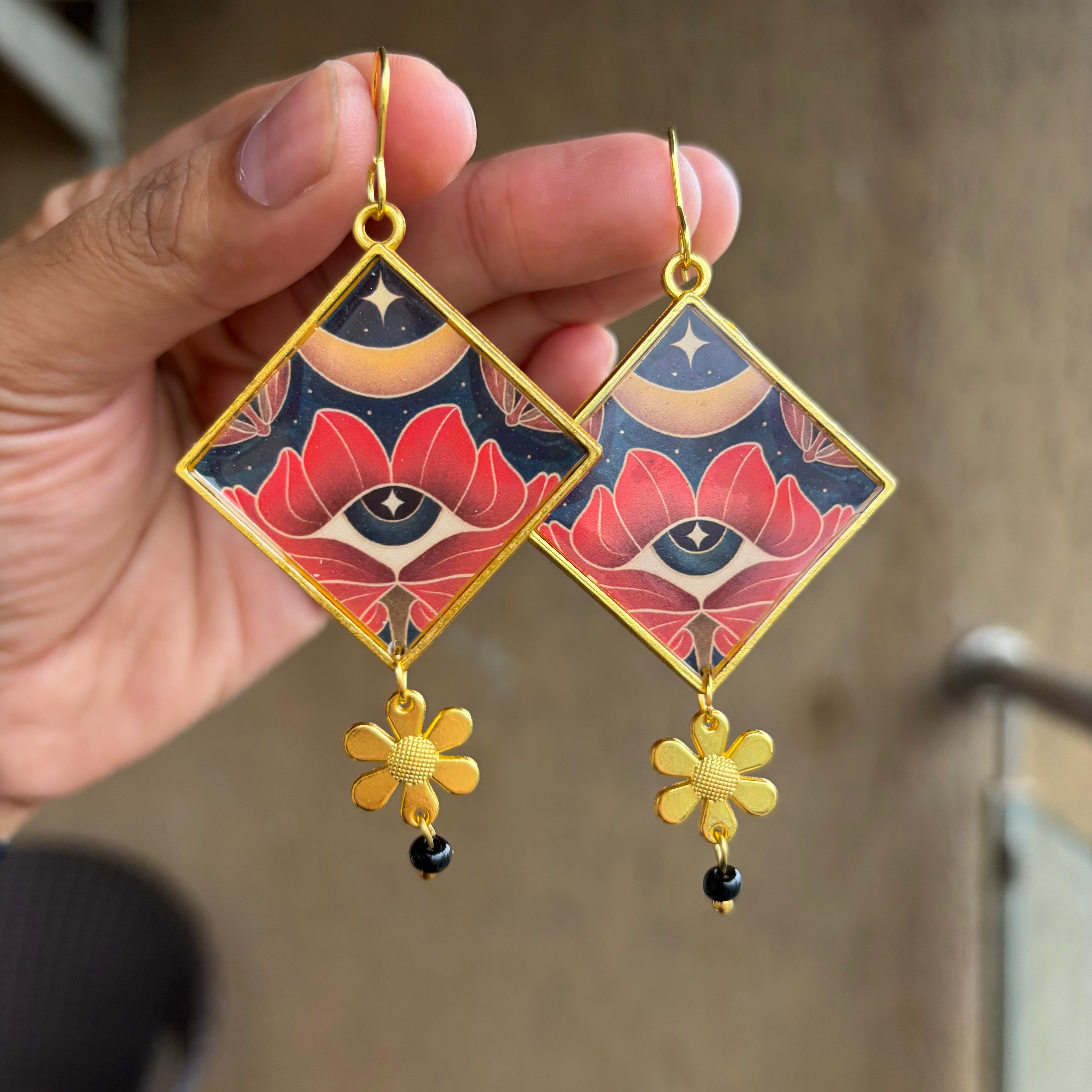 Mystic Lotus Eye Statement Earrings