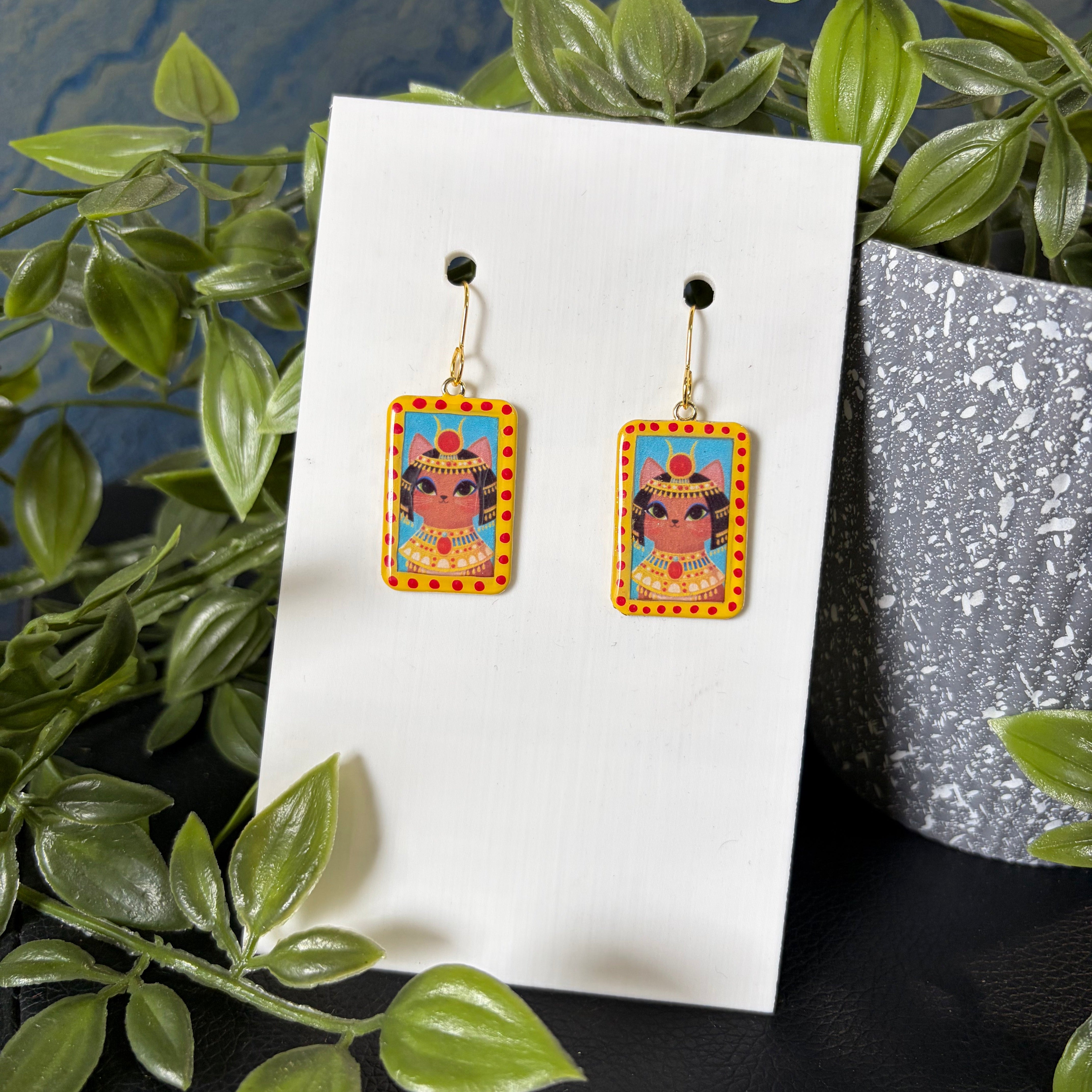 Egyptian Cat Art Earrings